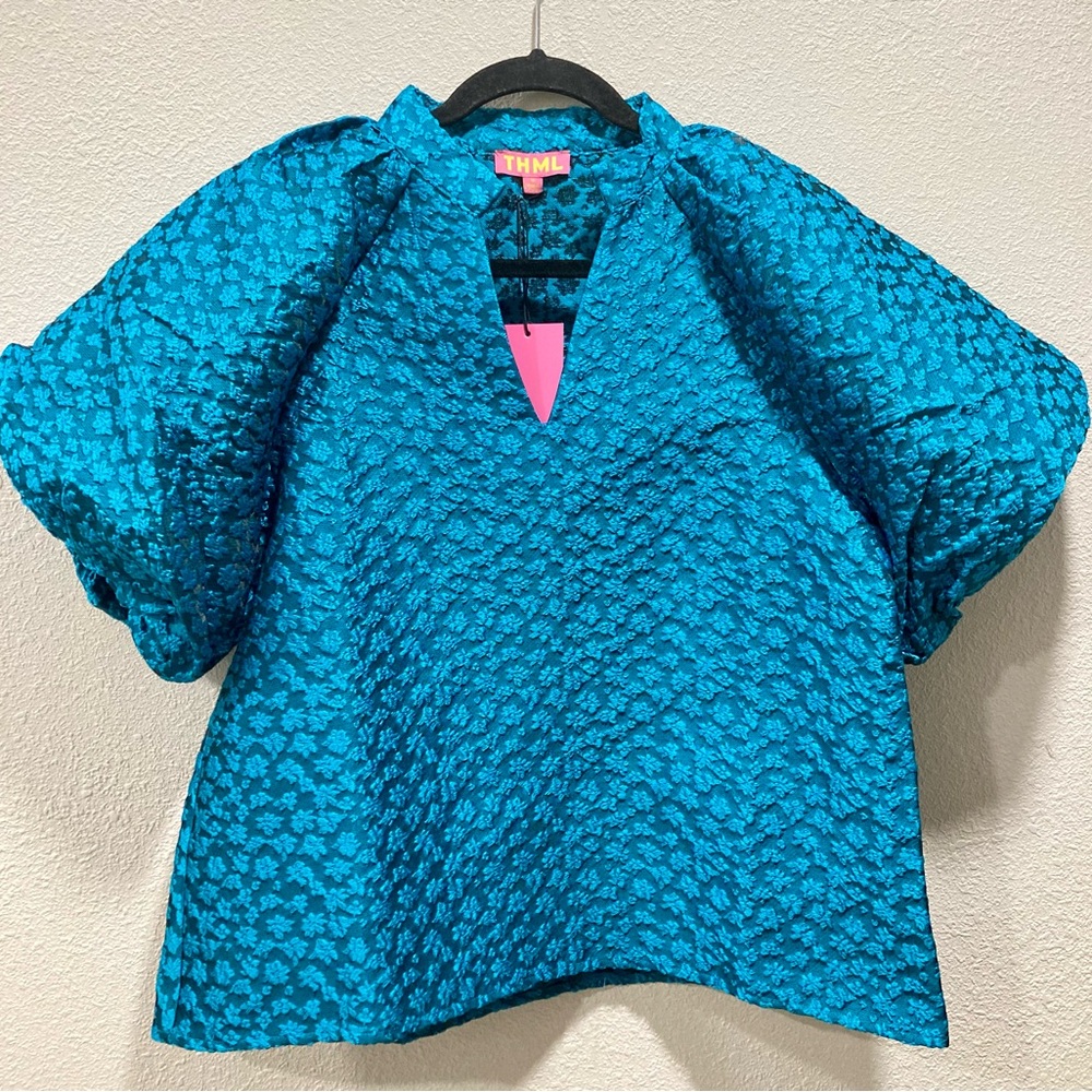 THML Vibrant Blue Textured Top